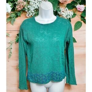 Bill Baber Pullover Sweater Women's Small Made in Scotland Celtic Green Blue
